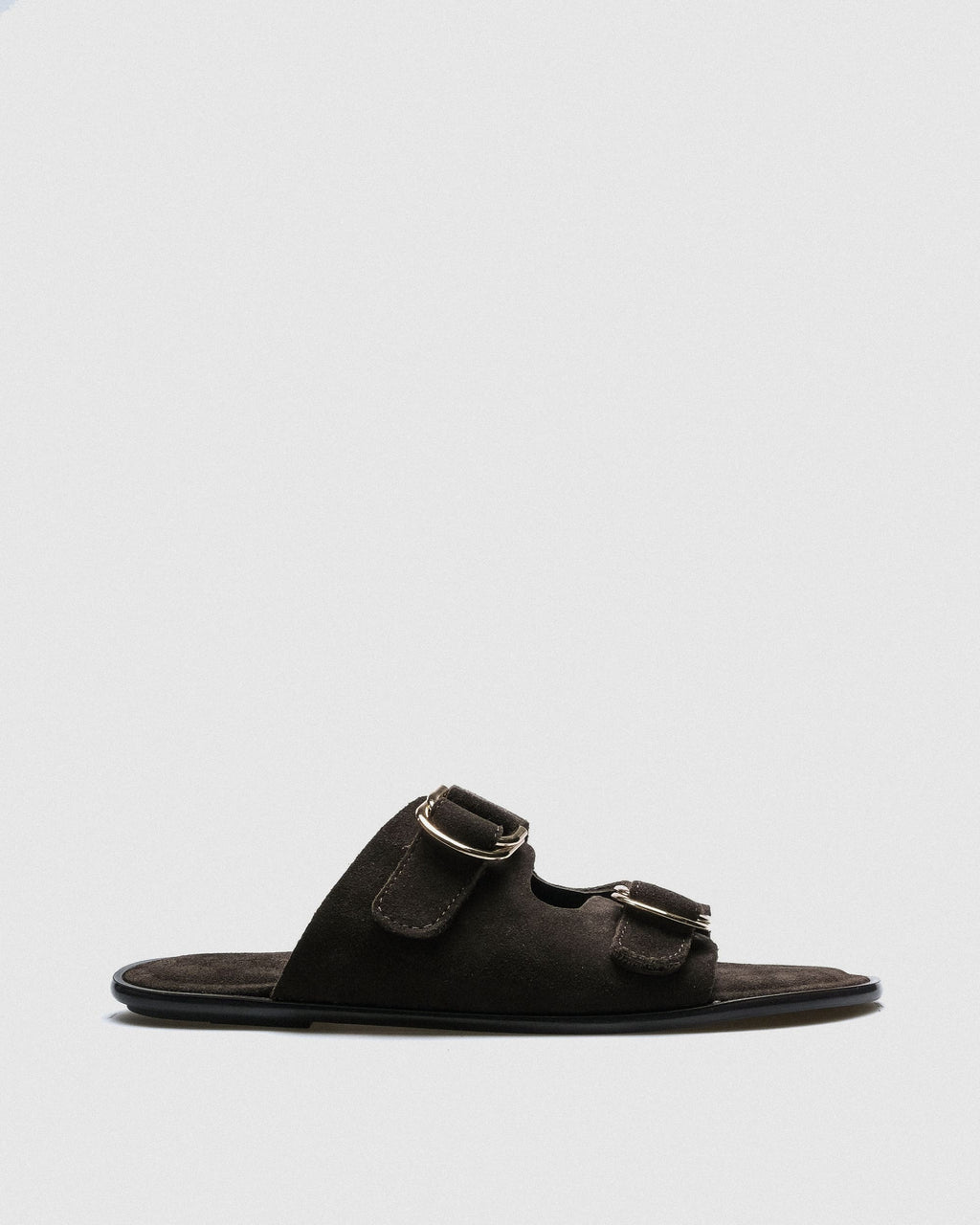 Siva Suede Sandal — Dark Brown Double Buckle