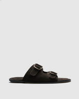 Siva Suede Sandal — Dark Brown Double Buckle