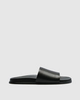 Ilse Leather Slide — Black Single-Band
