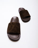 Thea Slide — Polished Leather Footbed Detail