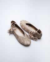 Cora Ballet Flat — Top View, Woven Raffia Texture