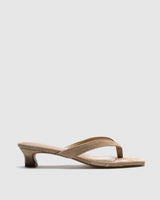 Neve Suede Kitten Heel — Sand Thong Sandal