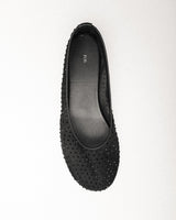 Ola Ballet Flat — Side Profile, Black Leather
