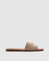 Brea Raffia Slide — Natural Hand-Woven