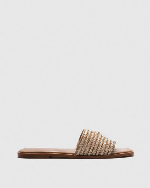 Brea Raffia Slide — Natural Hand-Woven