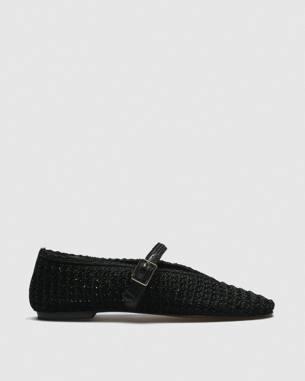 Vera Crochet Mary-Jane — Black Open-Knit Texture