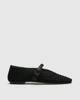 Vera Crochet Mary-Jane — Black Open-Knit Texture