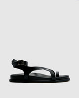 Signe Leather Sandal — Black Architectural Strap