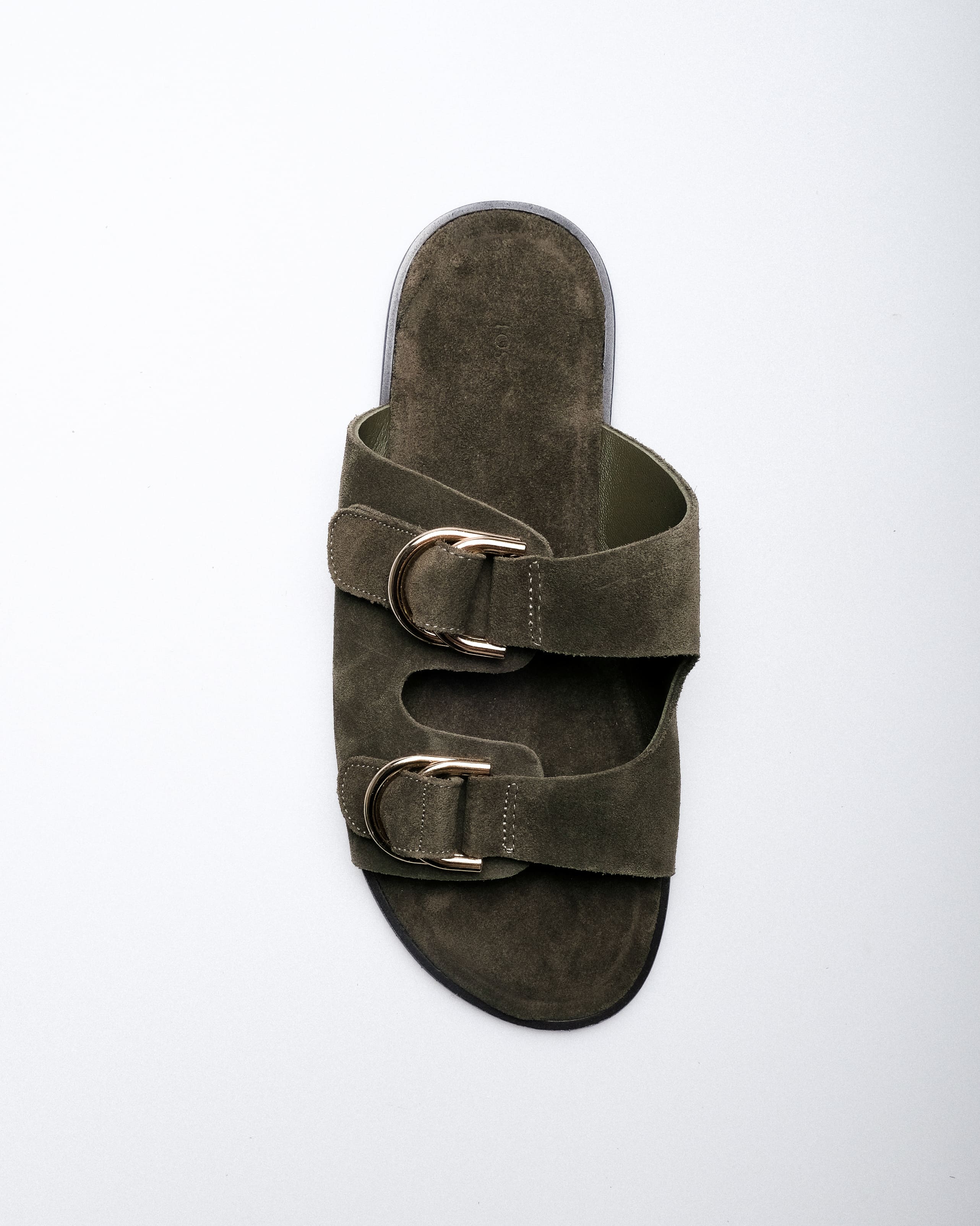 Loa Sandal — Side Profile, Olive Suede