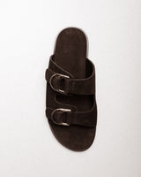 Siva Sandal — Side Profile, Dark Brown Suede