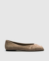 Hana Leather Ballet Flat — Taupe Slipper Silhouette