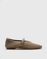 Lena Raffia Mary-Jane — Sand with Leather Trim
