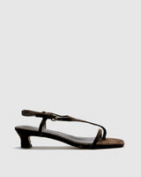 Anouk Suede Kitten Heel Sandal — Brown Toe-Loop