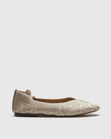 Cora Raffia Ballet Flat — Cream with Pink Chevron Stitching
