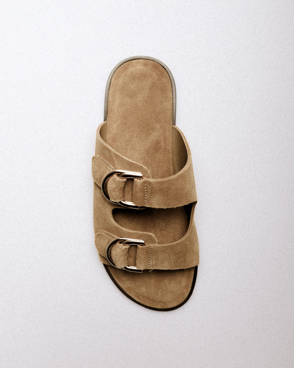 Cait Sandal — Side Profile, Camel Suede