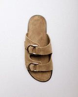 Cait Sandal — Side Profile, Camel Suede