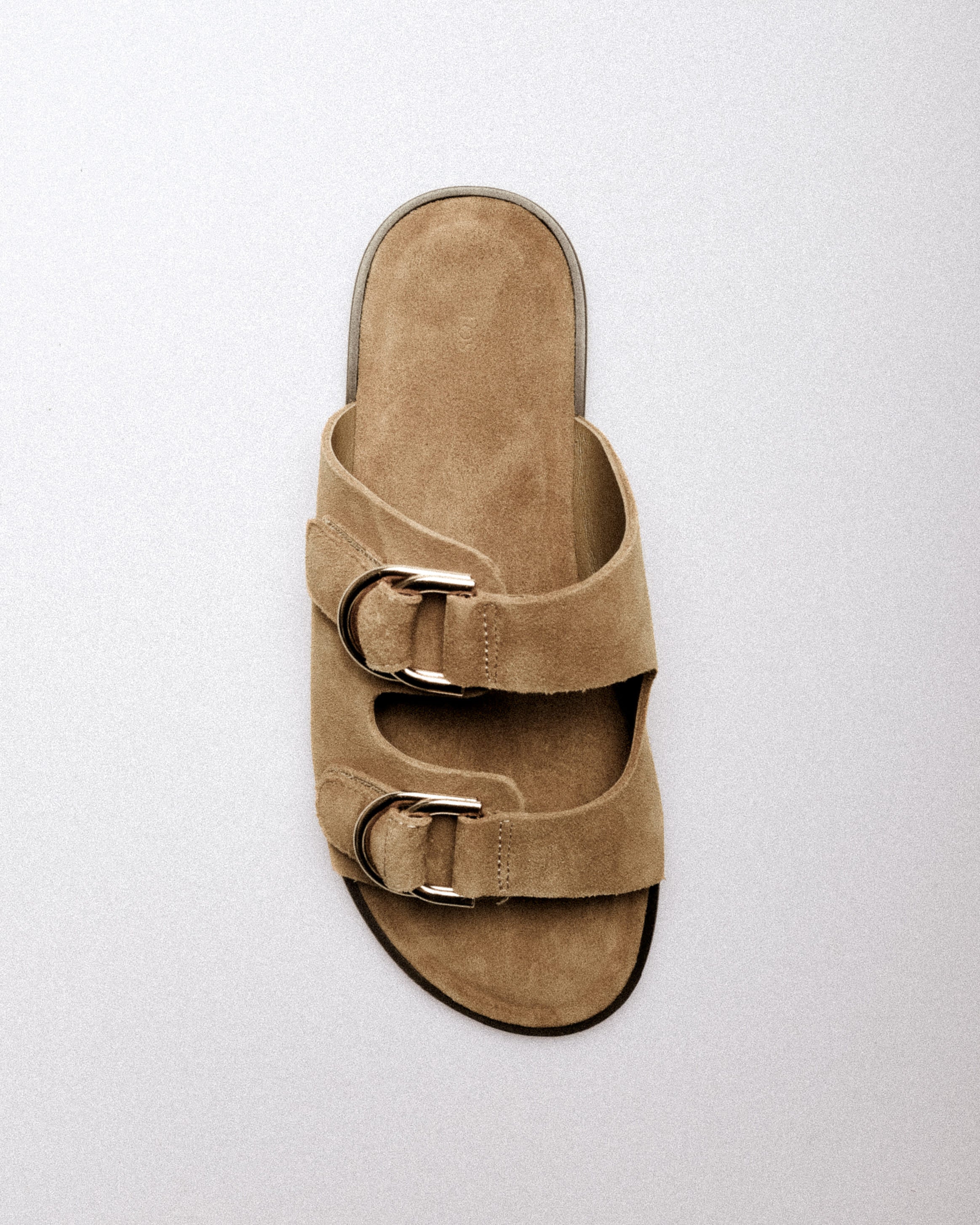 Cait Sandal — Side Profile, Camel Suede