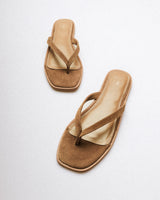 Elio Slide — Side Profile, Tan Suede
