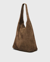 Vivi Suede Hobo Bag, tobacco, three-quarter view
