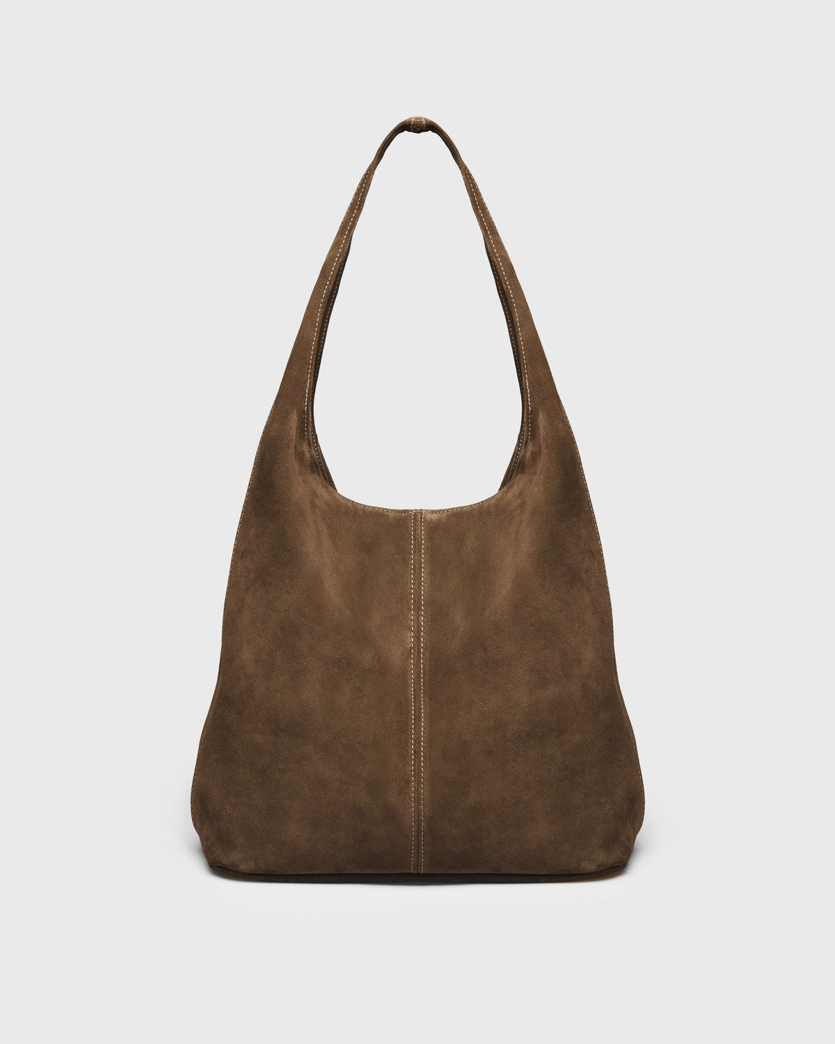 Vivi Suede Hobo Bag, tobacco, front view