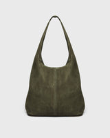 Nova Suede Hobo Bag, olive, front view